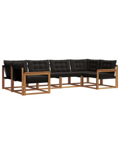 Set di divani con cuscino 6 pcs Naturale e Nero 2