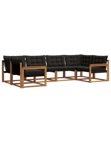 Set di divani con cuscino 6 pcs Naturale e Nero