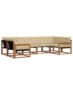 Set di divani con cuscino 6 pcs Naturale e Beige 2