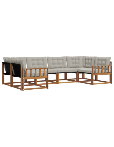 Set di divani con cuscino 6 pcs Grigio Naturale e Chiaro