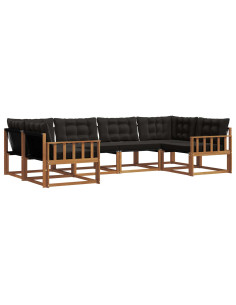 Set di divani con cuscino 6 pcs Naturale e Nero 2