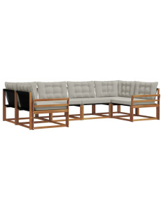 Set di divani con cuscino 6 pcs Grigio Naturale e Chiaro 2