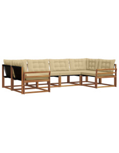 Set di divani con cuscino 6 pcs Naturale e Beige 2