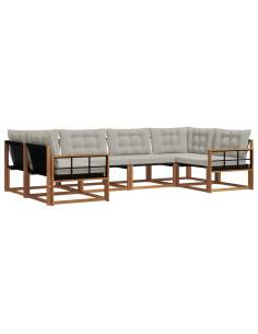Set di divani con cuscino 6 pcs Grigio Naturale e Chiaro 2