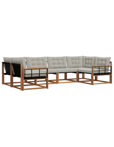 Set di divani con cuscino 6 pcs Grigio Naturale e Chiaro