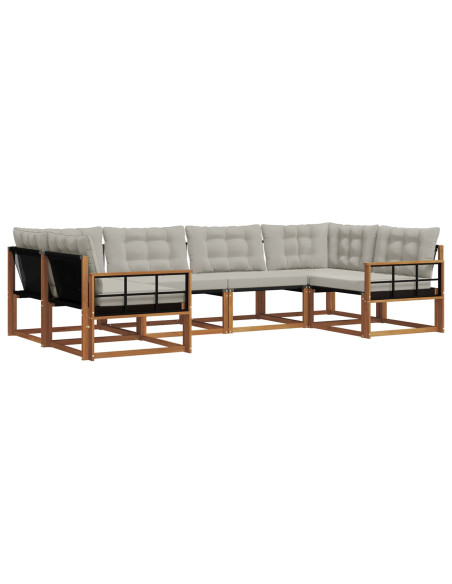Set di divani con cuscino 6 pcs Grigio Naturale e Chiaro