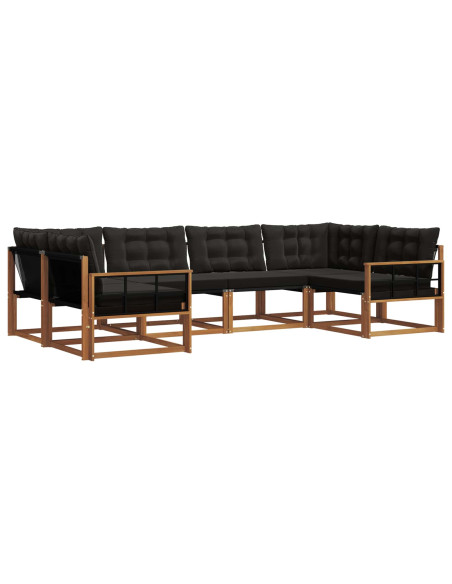 Set di divani con cuscino 6 pcs Naturale e Nero
