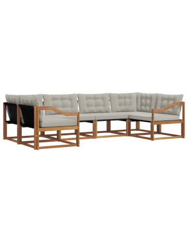 Set di divani con cuscino 6 pcs Grigio Naturale e Chiaro