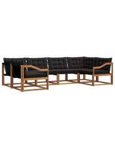Set di divani con cuscino 6 pcs Naturale e Nero 2