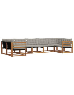 Set di divani con cuscino 7 pcs Grigio Naturale e Chiaro 2