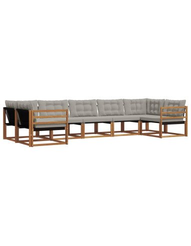 Set di divani con cuscino 7 pcs Grigio Naturale e Chiaro