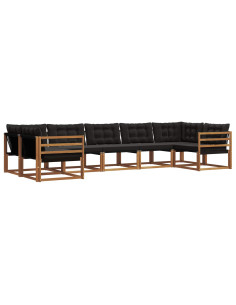 Set di divani con cuscino 7 pcs Naturale e Nero 2