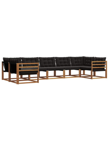 Set di divani con cuscino 7 pcs Naturale e Nero
