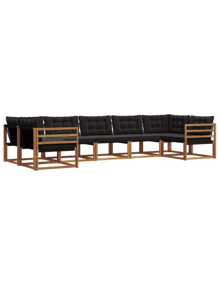 Set di divani con cuscino 7 pcs Naturale e Nero