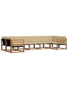 Set di divani con cuscino 7 pcs Naturale e Beige 2