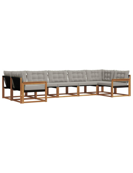 Set di divani con cuscino 7 pcs Grigio Naturale e Chiaro