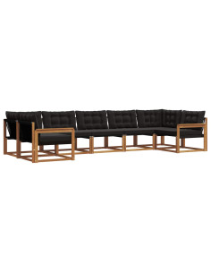 Set di divani con cuscino 7 pcs Naturale e Nero 2