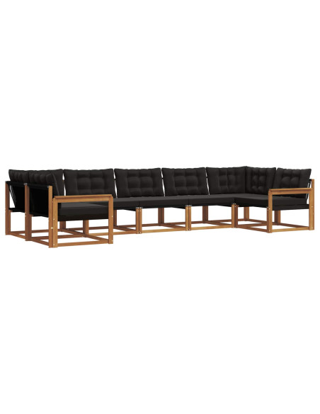 Set di divani con cuscino 7 pcs Naturale e Nero