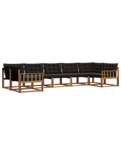 Set di divani con cuscino 7 pcs Naturale e Nero 2