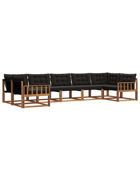 Set di divani con cuscino 7 pcs Naturale e Nero