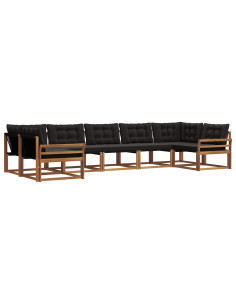 Set di divani con cuscino 7 pcs Naturale e Nero 2