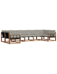 Set di divani con cuscino 7 pcs Grigio Naturale e Chiaro 2