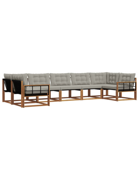 Set di divani con cuscino 7 pcs Grigio Naturale e Chiaro