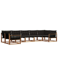 Set di divani con cuscino 7 pcs Naturale e Nero 2