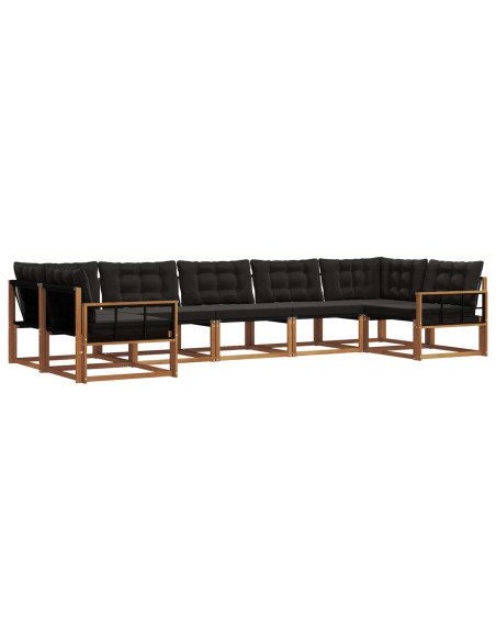 Set di divani con cuscino 7 pcs Naturale e Nero