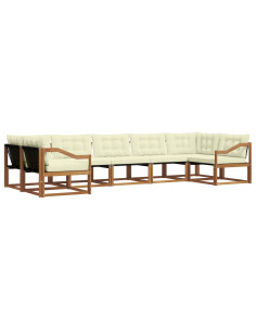 Set di divani con cuscino 7 pcs Naturale e Crema 2