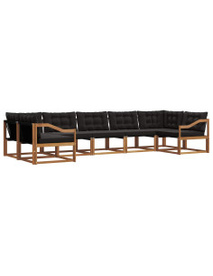 Set di divani con cuscino 7 pcs Naturale e Nero 2