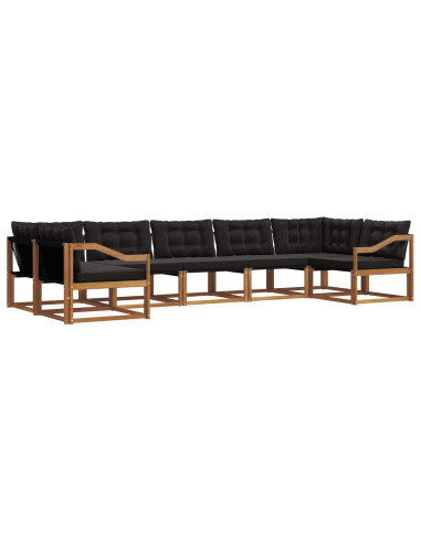 Set di divani con cuscino 7 pcs Naturale e Nero