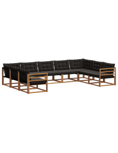 Set di divani con cuscino 9 pcs Naturale e Nero 2