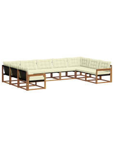 Set di divani con cuscino 9 pcs Naturale e Crema 2