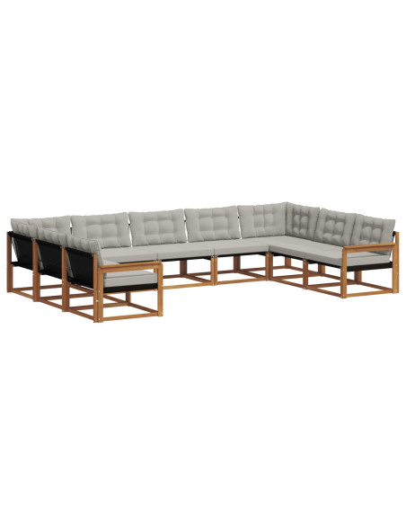 Set di divani con cuscino 9 pcs Grigio Naturale e Chiaro