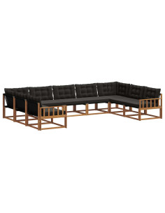 Set di divani con cuscino 9 pcs Naturale e Nero 2