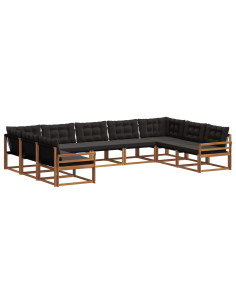 Set di divani con cuscino 9 pcs Naturale e Nero 2
