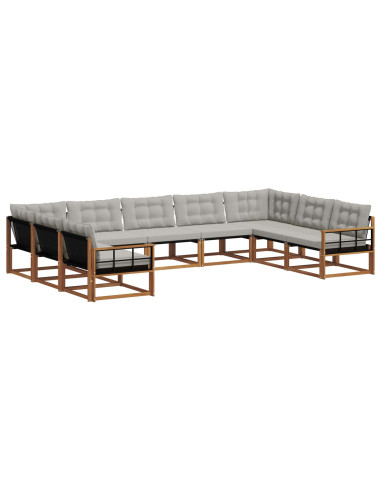 Set di divani con cuscino 9 pcs Grigio Naturale e Chiaro