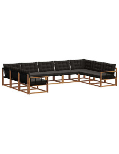 Set di divani con cuscino 9 pcs Naturale e Nero 2