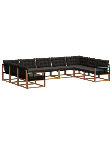 Set di divani con cuscino 9 pcs Naturale e Nero