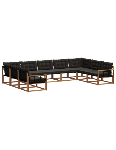Set di divani con cuscino 9 pcs Naturale e Nero