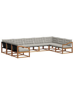Set di divani con cuscino 9 pcs Grigio Naturale e Chiaro 2