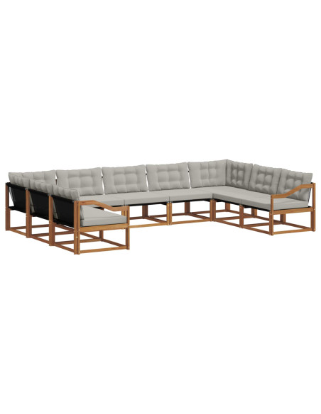 Set di divani con cuscino 9 pcs Grigio Naturale e Chiaro