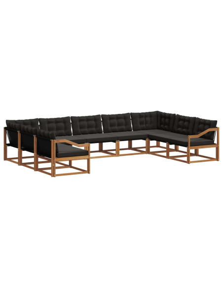 Set di divani con cuscino 9 pcs Naturale e Nero