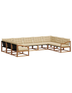 Set di divani con cuscino 9 pcs Naturale e Beige 2