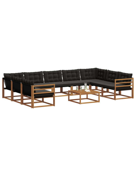 Set di divani con cuscino 10 pcs Naturale e Nero