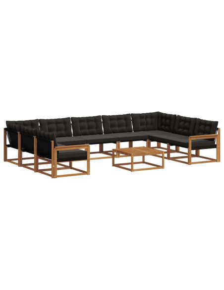 Set di divani con cuscino 10 pcs Naturale e Nero