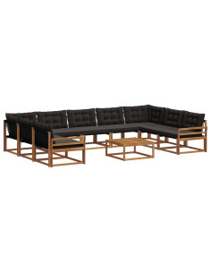 Set di divani con cuscino 10 pcs Naturale e Nero 2