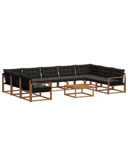Set di divani con cuscino 10 pcs Naturale e Nero