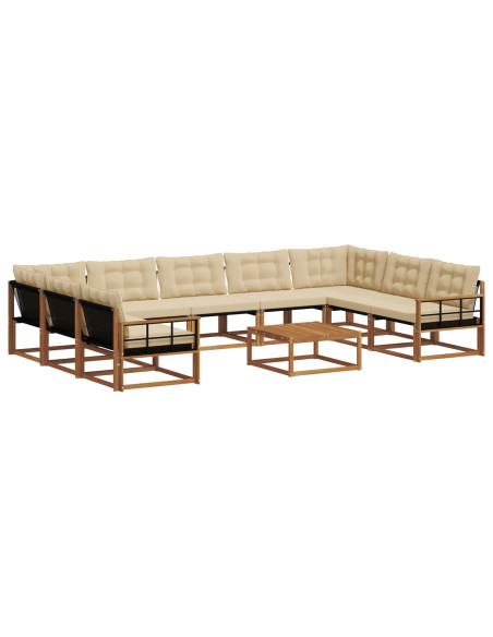 Set di divani con cuscino 10 pcs Naturale e Beige